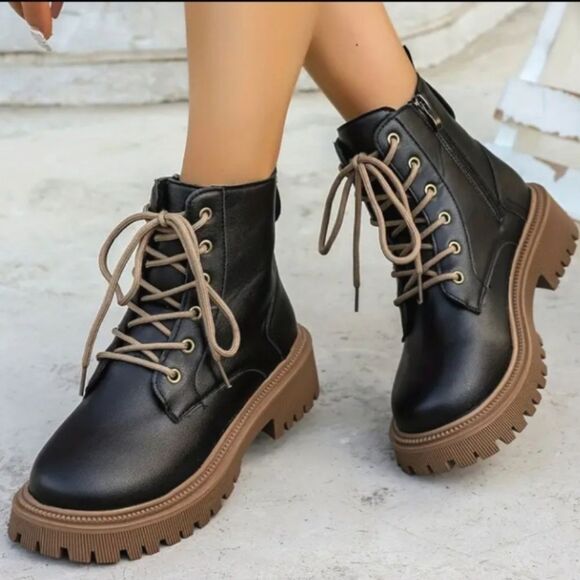 Ladies combat boots sz 8 - Picture 5 of 12